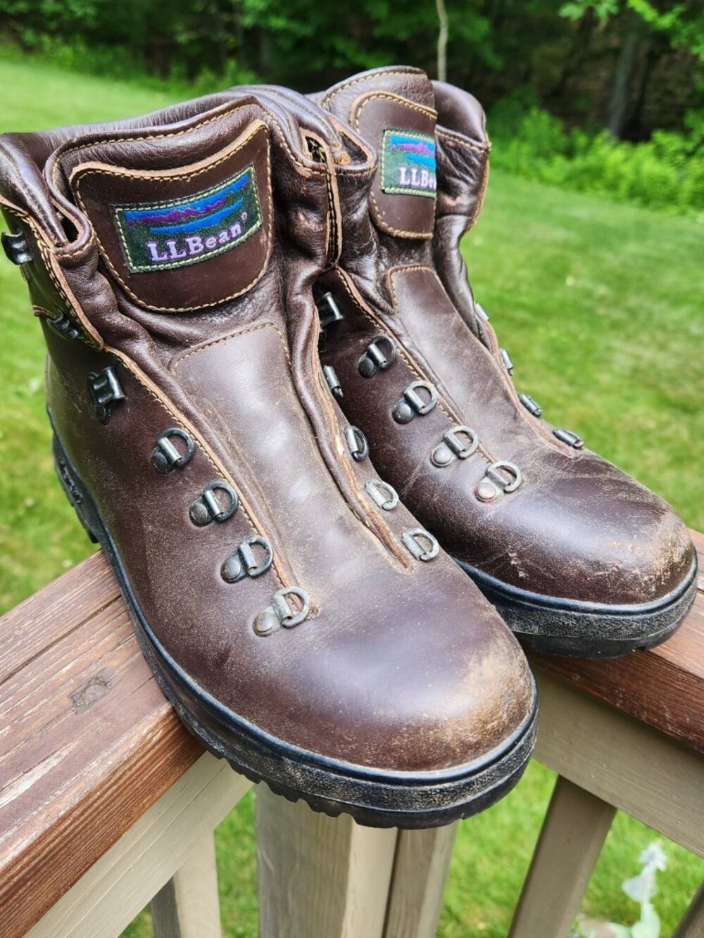 LL Bean Cresta Vibram Gore-Tex Boots Brown Leather Hiking Mens 8.5 Womens 10 Vtg